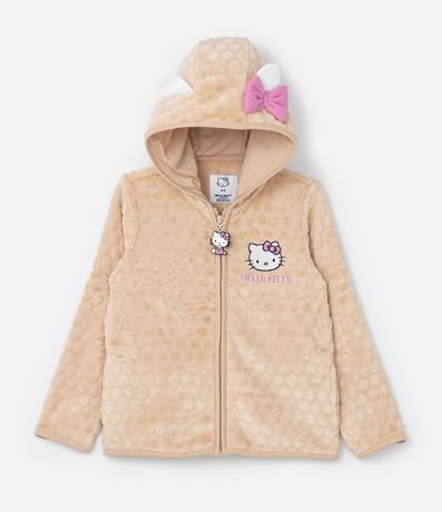 Campera Infantil en Fleece con Orejitas y Lazo Hello Kitty - Talle 2 a 12 años