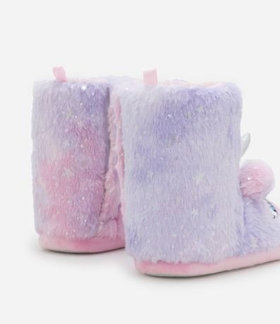 Pantufla Bota Infantil en Fleece con Bordado Unicórnio - Talle 19 a 28 2