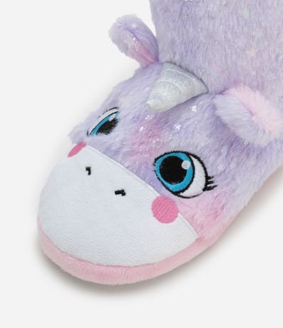 Pantufla Bota Infantil en Fleece con Bordado Unicórnio - Talle 19 a 28 3