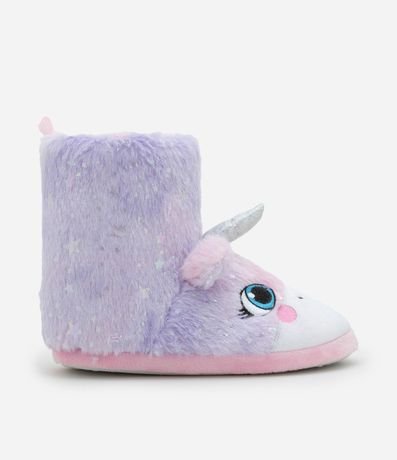 Pantufla Bota Infantil en Fleece con Bordado Unicórnio - Talle 19 a 28 6