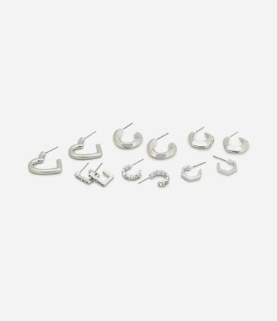 Kit 06 Caravanas Argollas Medianas en Metal con Diferentes Formatos con Strass y Lisos 2