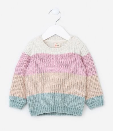 Buzo Infantil en Chenille con Estampa de Rayas - Talle 0 a 18 meses