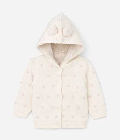 Saco Infantil con Forro en Sherpa y Pompón - Talle 0 a 18 meses
