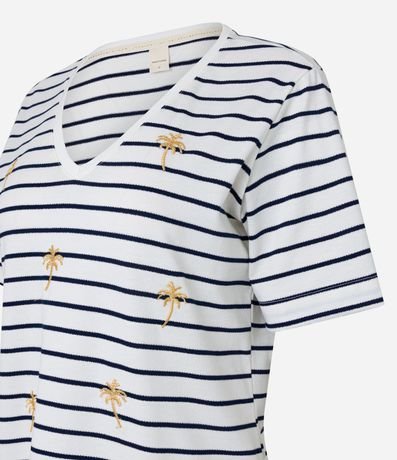 Blusa en Viscosa Rayada con Bordado de Cocoteros 2