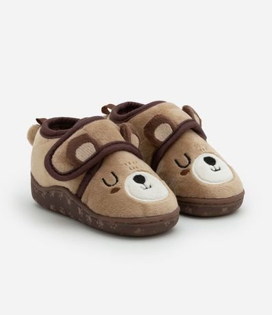 Pantufla Cerrado Infantil con Bordado de Osito - Talle 19 a 28