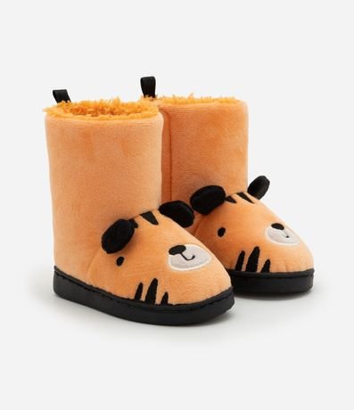 Pantufla Bota Infantil en Fleece con Bordado Tigre - Talle 19 a 28 1