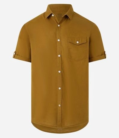Camisa Comfort en Lino con Bolsillo y Dobra en la Manga 2