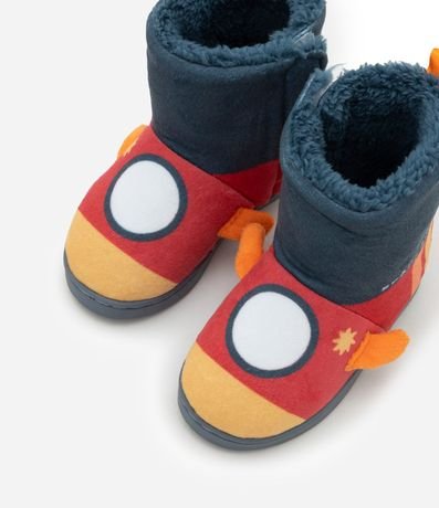 Pantufla Bota Infantil en Fleece con Bordado Cohete - Talle 19 a 28 5
