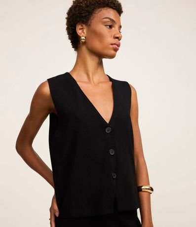 Chaleco Reto Alargado en Tricot con Botones 1