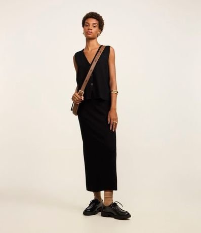 Chaleco Reto Alargado en Tricot con Botones 2