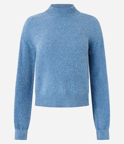 Buzo Suéter en Chenille con Cuello Alto y Ribanas 4