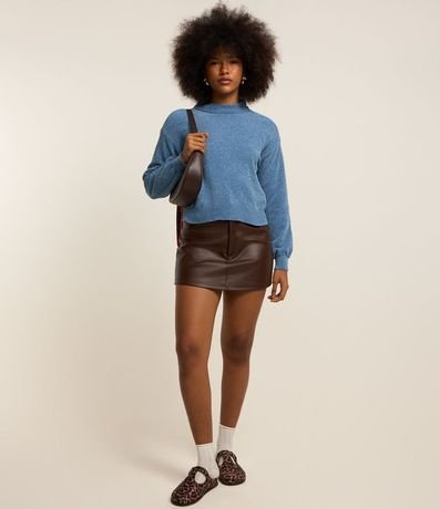 Buzo Suéter en Chenille con Cuello Alto y Ribanas 2