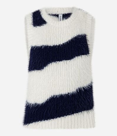 Chaleco en Punto Listrado con Pelitos 4