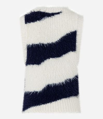 Chaleco en Punto Listrado con Pelitos 6