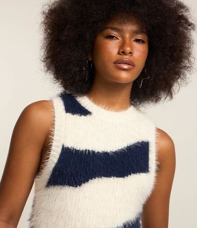 Chaleco en Punto Listrado con Pelitos 3