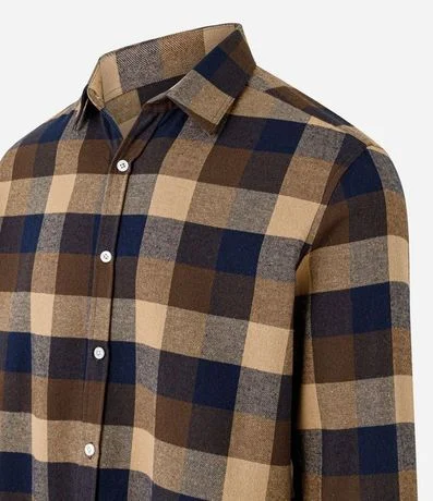 Camisa Comfort en Algodón con Estampado de Cuadros y Mangas Largas 5