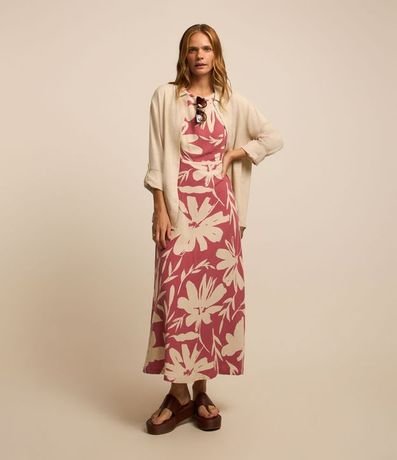 Vestido Evasé sin Manga en Vicolino con Estampa Floral 2