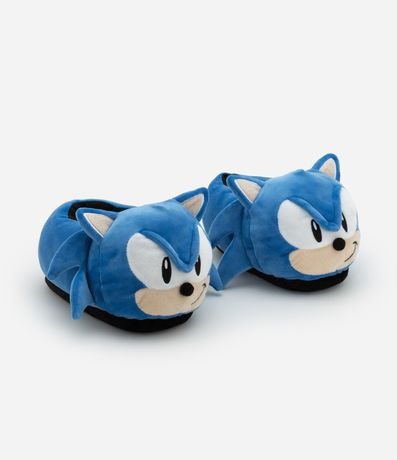 Pantufla Infantil Cerrada en Fleece Bordado Sonic - Talle 29 a 36