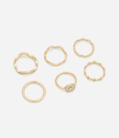 Kit 06 Anillos con Nacár con Strass y con Ondas