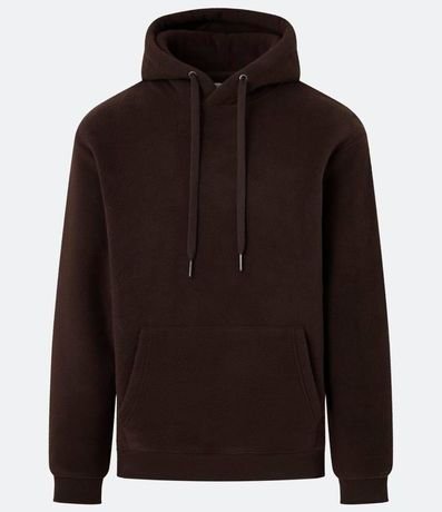Buzo Cerrado en Fleece con Capucha y Bolsillo Canguro