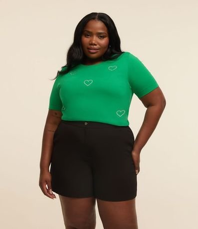 Blusa en Algodón con Corazones de Strass Curve & Plus Size