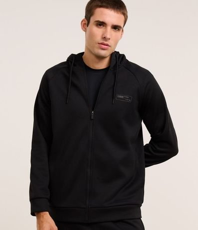 Saco en Fleece con Estampa en el Pecho y Capucha