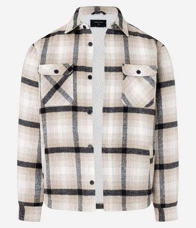 Campera Trucker en Terciopelo con Estampa de Cuadros y Sherpa Interna 2