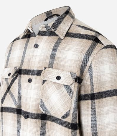 Campera Trucker en Terciopelo con Estampa de Cuadros y Sherpa Interna 3