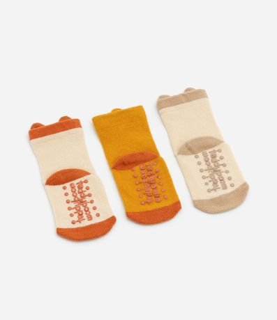 Kit 03 Medias Infantiles de Animalitos con Antideslizante  - Talle RN a 12 meses 2