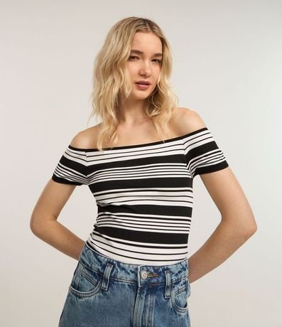 Blusa Hombro a Hombro en Seamless con Rayas