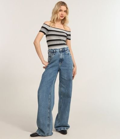 Blusa Hombro a Hombro en Seamless con Rayas 2