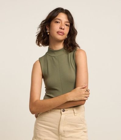 Body Seamless con Textura Espina de Pez y Cuello Alto