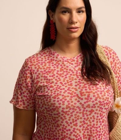Blusa en Tul con Estampa Floral Curve & Plus Size