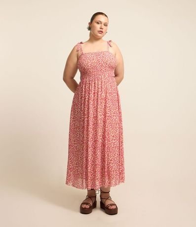 Vestido Midi en Tule Floral con Lastex Curve & Plus Size