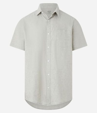 Camisa Manga Corta en Lino con Bolsillo