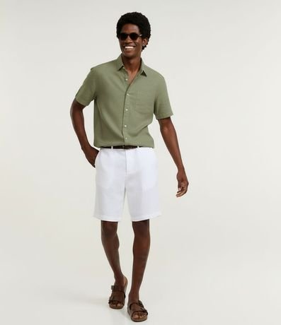 Camisa Manga Corta en Lino con Bolsillo