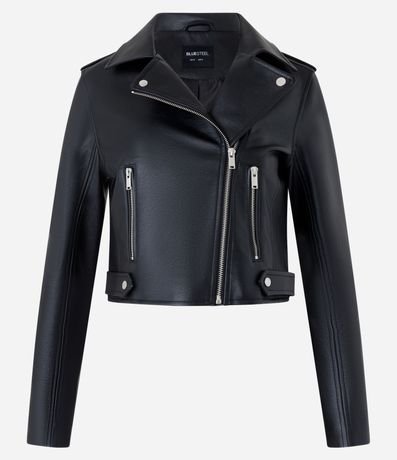 Campera Biker en PU con Cremallera en los Bolsillos 6
