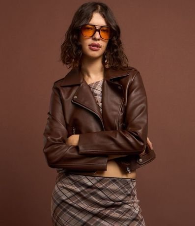 Campera Biker en PU con Cremallera en los Bolsillos 7