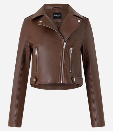 Campera Biker en PU con Cremallera en los Bolsillos 8