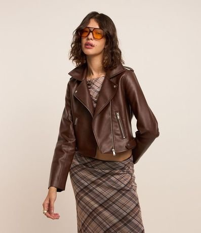 Campera Biker en PU con Cremallera en los Bolsillos