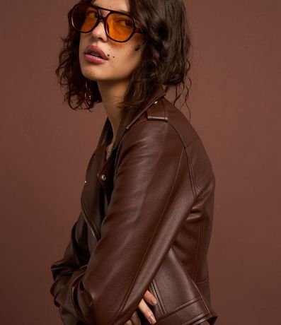 Campera Biker en PU con Cremallera en los Bolsillos 5