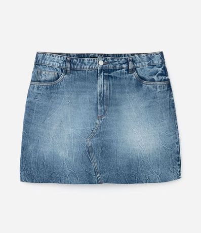 Pollera Corta en Jeans con Bajo a Hilo Curve & Plus Size 5