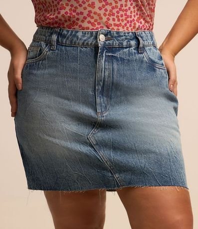 Pollera Corta en Jeans con Bajo a Hilo Curve & Plus Size 2