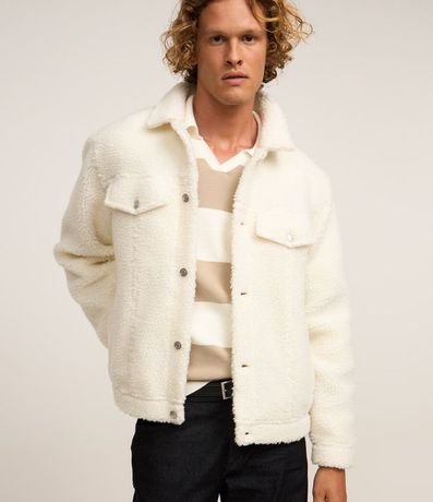 Campera Trucker en Sherpa con Cuello Solapa