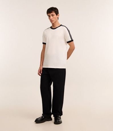 Remera Regular en Algodón con Rayas en los Hombros 2