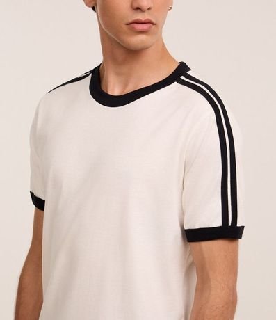 Remera Regular en Algodón con Rayas en los Hombros 3