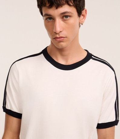 Remera Regular en Algodón con Rayas en los Hombros 4