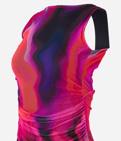 Vestido New Midi en Tule con Lazo y Estampa Abstracta 6