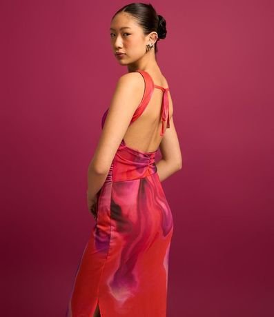 Vestido New Midi en Tule con Lazo y Estampa Abstracta 4