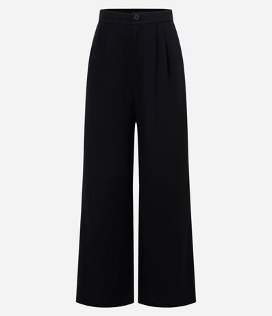 Pantalón Wide Leg en Algodón con Botón en la Cintura